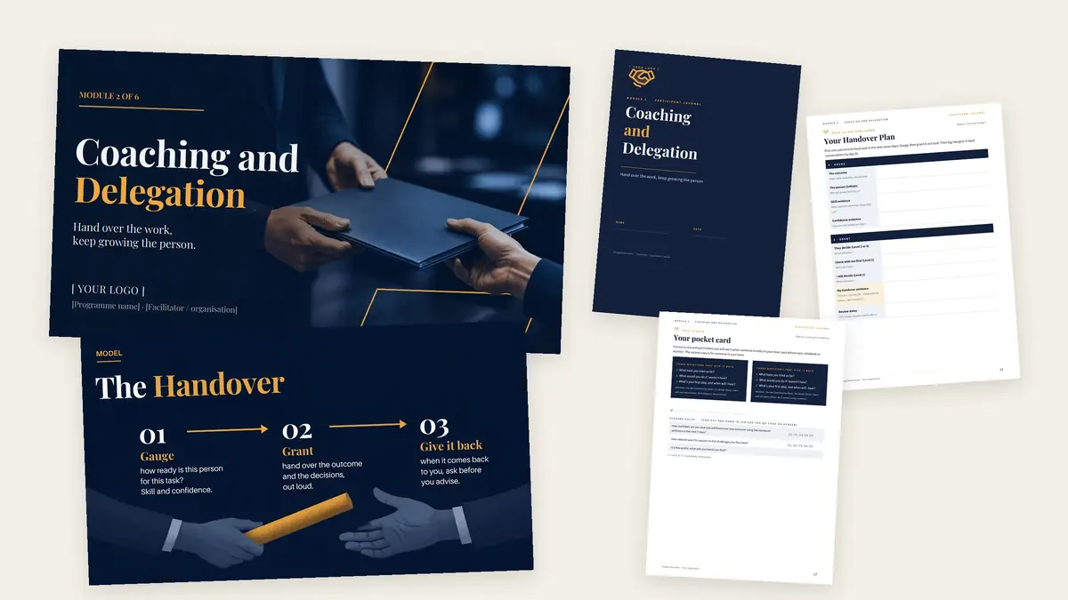 Module 2 materials: deck, facilitator guide, journal and card set