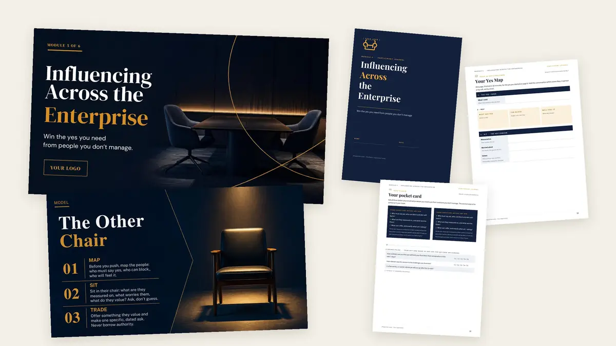 Module 5 materials: deck, facilitator guide, journal and card set